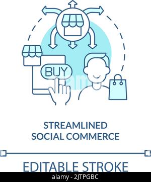 Streamlined social commerce turquoise concept icon Stock Vector