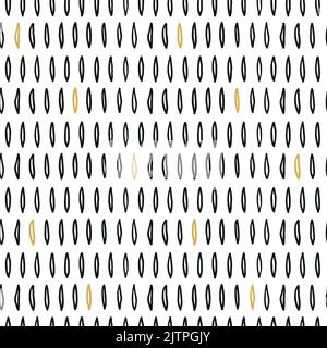 Seamless pattern with hand drawn black and golden leaves. Stock Vector