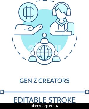 Gen Z creators turquoise concept icon Stock Vector
