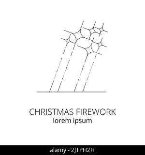 Firework linear icon isolated on white background. Celebration sign. Thin line icon for web and mobile design. Stock Vector