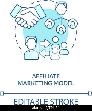 Affiliate marketing model turquoise concept icon Stock Vector