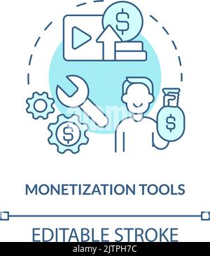 Monetization tools turquoise concept icon Stock Vector