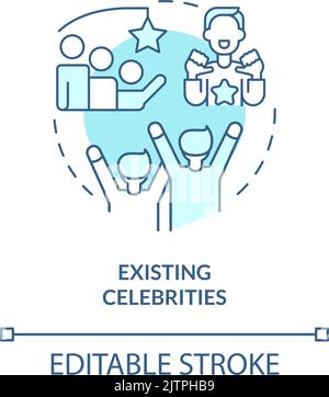 Existing celebrities turquoise concept icon Stock Vector