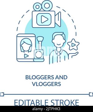 Bloggers and vloggers turquoise concept icon Stock Vector