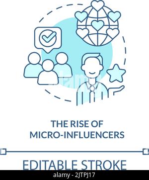 Rise of micro influencers turquoise concept icon Stock Vector