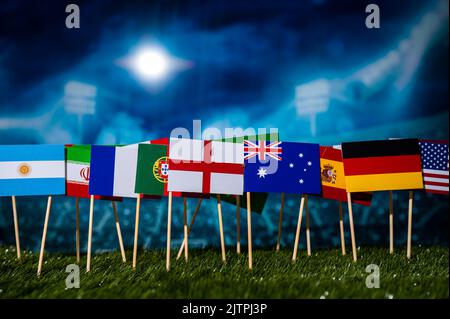 World map with all 32 countries flags to participate for the coming ...