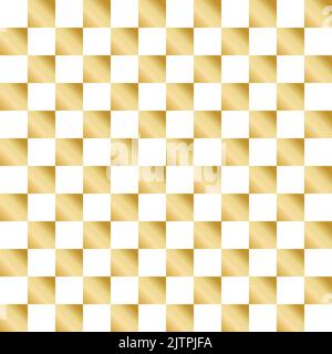 Gold and white chess seamless pattern with metallic effect. Checkerboard. Stock Vector