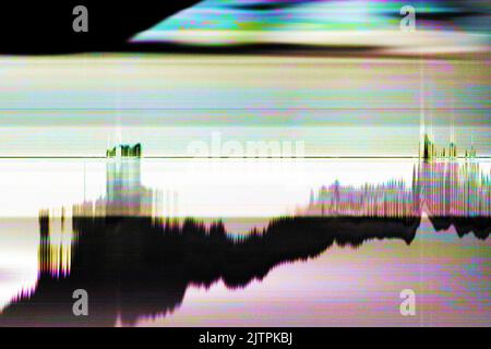 glitch art video damage striped static noise Stock Photo