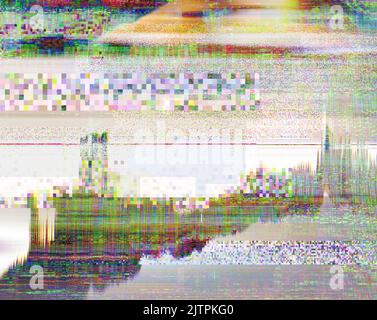 glitch art signal error pixel static noise pattern Stock Photo