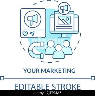 Your marketing turquoise concept icon Stock Vector