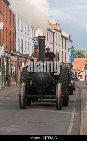 The last surviving Gibbons & Robinsons general purpose 7HP engine, No959 steaming along the high st of Kington Herefordshire UK. August 2022 Stock Photo