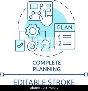 Complete planning turquoise concept icon Stock Vector