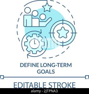 Define long term goals turquoise concept icon Stock Vector