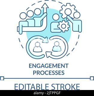 Engagement processes turquoise concept icon Stock Vector