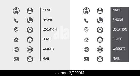Contact icon set. Website set icon. Symbol for web site. Vector EPS 10. Isolated on transparent background Stock Vector