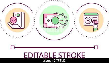 Electronic payments types loop concept icon Stock Vector