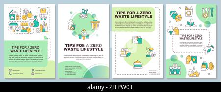 Living zero waste life advices green brochure template Stock Vector