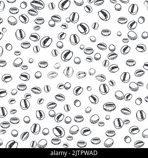 Coffee bean pattern. Hand drawn coffee beans vector. Sketch of coffee beans. Stock Vector