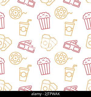 Cinema seamless pattern with icons Stock Vector