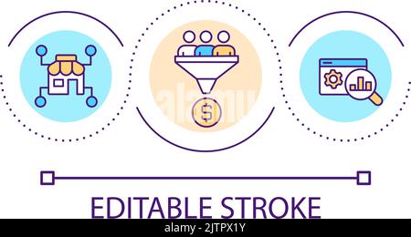 Marketing research and survey loop concept icon Stock Vector