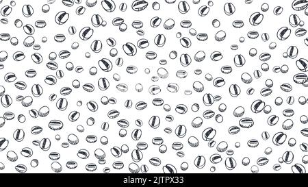 Coffee bean pattern. Hand drawn coffee beans vector. Sketch of coffee beans. Stock Vector