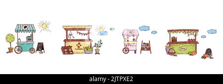 Street counters. Hand drawn cute vector set Stock Vector