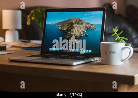 comfy home office in livingroom Stock Photo