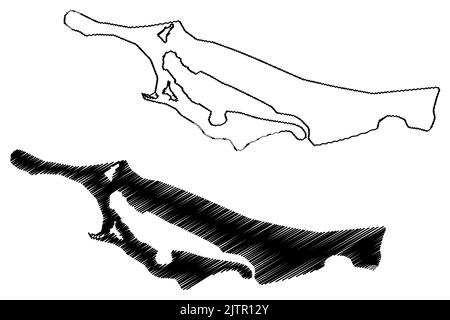 Little San Salvador island (Commonwealth of The Bahamas, Cenrtal America, Caribbean islands) map vector illustration, scribble sketch Half Moon Cay ma Stock Vector