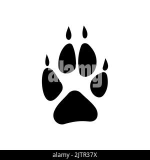 Fox, wolf animal rescue traces isolated silhouette black icon. Vector wildlife animal foot print, pet steps, pawprint tracks. Bear hunting trail of wildlife animal grey eurasian wolf paw prints Stock Vector
