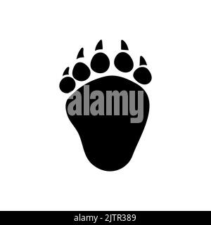 Bear tracks or footprints isolate black silhouette icon. Vector giant american grizzly footsteps, hunting sport. Polar bear, panda foot prints with claws or nails, wildlife animal steps on ground Stock Vector