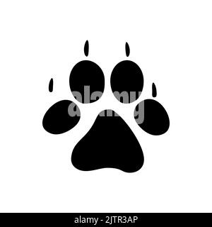 Fox tracks or footprints isolate black silhouette icon. Vector savanna animal steps on ground in mud, hunting sport emblem. Jaguar, tiger or lion wildlife cat foot prints with claws or nails Stock Vector