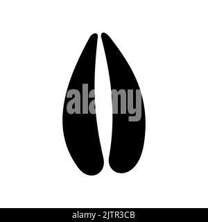 Wild stag mammal footsteps, trace after walk on ground isolated black silhouette. Vector deer or moose animal foot prints. Reindeer or elk hooves tracks, wildlife animal hunting sport emblem Stock Vector