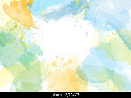 Light watercolor backround border on white. Abstract colorful watercolor for background, hand painted watercolor, watercolor bakcround. Vector. Stock Vector