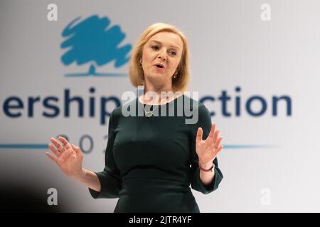 Liz Truss 2022 conservative leadership hustings, Perth, Scotland, UK Stock Photo