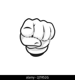 Pointing forefinger isolated hand in glove, comic arm gesture. Vector arm showing toward or forward direction, choose or choice sign. Hand indicate po Stock Vector