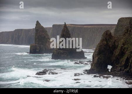 The Stacks of Duncansby. Duncansby Sea Stacks near John O Groats, Scotland Stock Photo