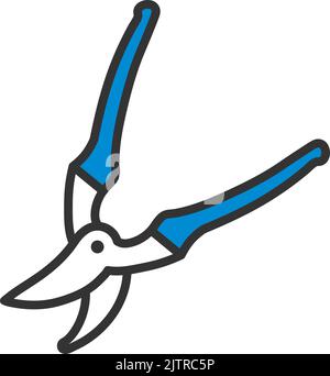 Garden Scissors Icon. Editable Bold Outline With Color Fill Design. Vector Illustration. Stock Vector