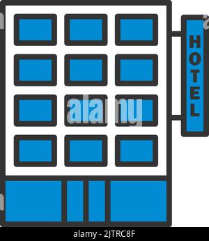 Hotel Building Icon. Editable Bold Outline With Color Fill Design. Vector Illustration. Stock Vector