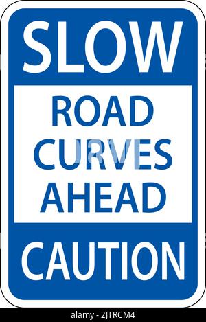 Slow Road Curves Ahead Caution Sign Stock Vector