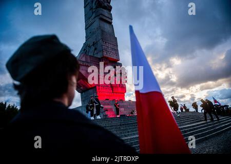 Gdansk, Poland. 01st Sep, 2022. Monument to the Defenders of Westerplatte seen during the 83rd anniversary of the outbreak of World War II in Westerplatte. (Photo by Mateusz Slodkowski/SOPA Images/Sipa USA) Credit: Sipa USA/Alamy Live News Stock Photo