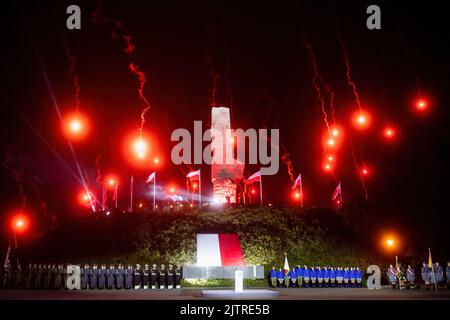 Gdansk, Poland. 01st Sep, 2022. Monument to the Defenders of Westerplatte seen during the 83rd anniversary of the outbreak of World War II in Westerplatte. (Photo by Mateusz Slodkowski/SOPA Images/Sipa USA) Credit: Sipa USA/Alamy Live News Stock Photo