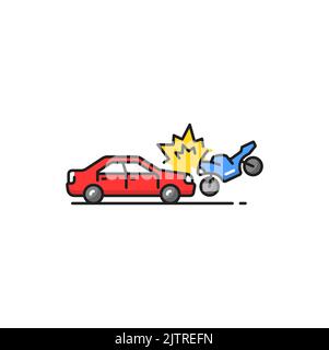 Motorcycle and car collision on road vector illustration Stock Vector ...