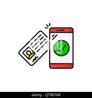 Checked passport or driving license for car share isolated personal documents on car. Vector color checked documents for automobile sharing Stock Vector