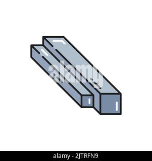 Titanium metal profile isolated plate for panel, metalwork outline icon. Steel or aluminium metal bars, sheet of stainless steel ironwork alloy product Stock Vector