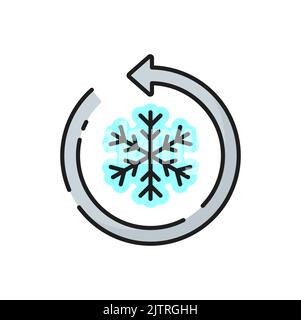 Defrost with snowflake and circle arrow. Freezer control vector icon ...