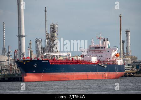 Petroleumhaven, Shell Terminal Europoort, crude oil tank farm, bulk tanks, and loading terminals for overseas and inland vessels, Europoort bulk tanke Stock Photo