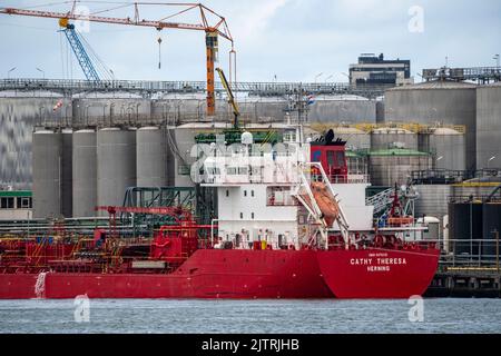 Vopak Terminal Vlaardingen, Large tank farm, independent terminal with deep sea access in the port of Rotterdam, specialised in the storage of vegetab Stock Photo