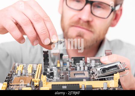 Repair, assembly and restoration of personal computers. Stock Photo