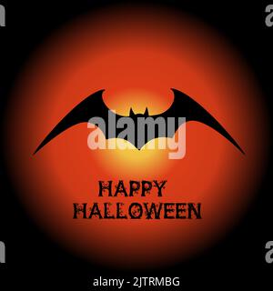 Halloween flying bat. Vampire vector bat. Dark silhouette of bat flying in a flat style Stock Vector