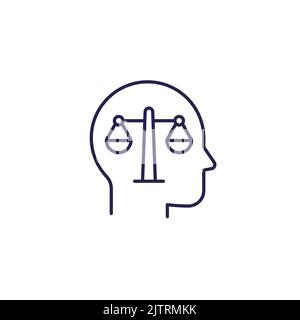 Rational thinking or rationality line icon Stock Vector